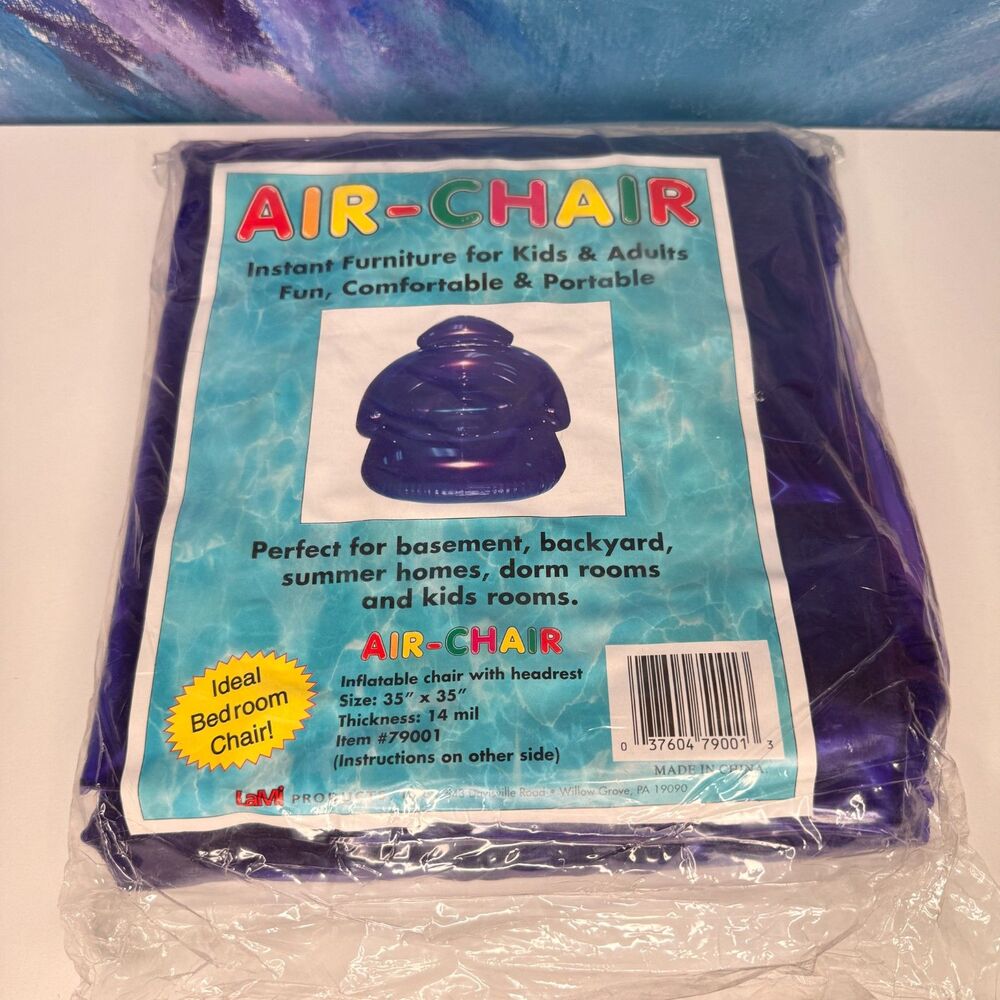 Air Chair Inflatable Furniture Y2K 90s Neon Purple Lami Adult Size Sealed Rare